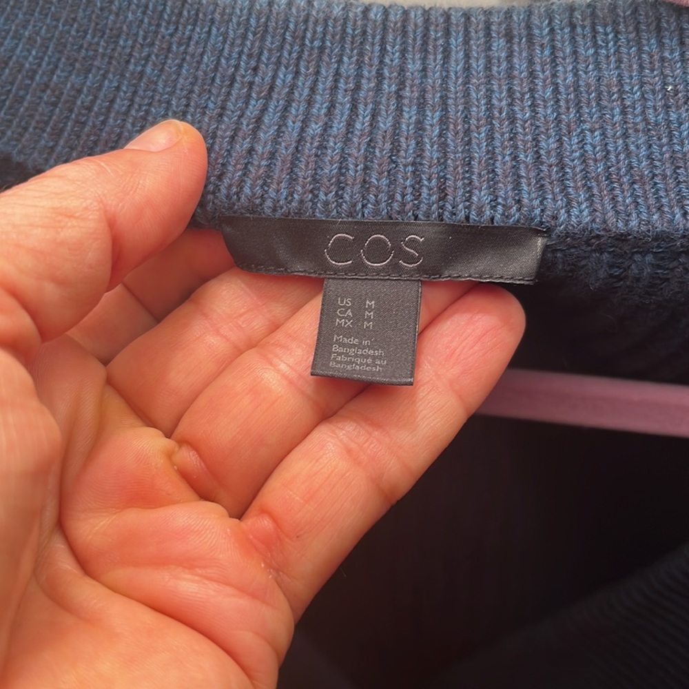 COS Navy Blue Ribbed Button-Front Cardigan - Picture 2 of 3